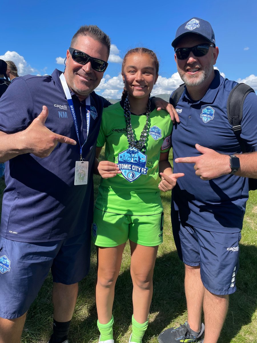 AtomicCityFC's tweet image. It’s all about the NEW “Atomic City Chain-Gang!” Madyline Lora, today’s MVP! This kid played lights out for us today with a massive PK save and several big saves to keep the clean sheet.