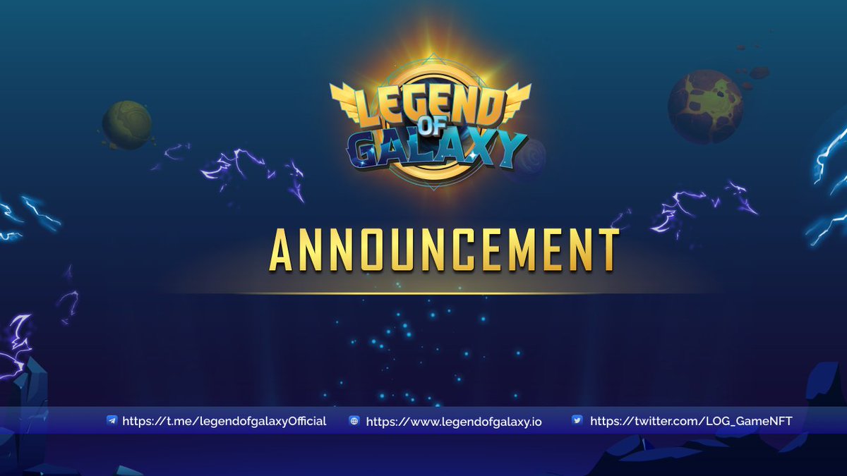 📣 Marketplace and New Feature update is coming. Therefore, LoG server will be in maintenance for about 1 hour on June 21, starting from 8 AM (UTC)
👉 Join our community for lastest update news: t.me/lengendofgalax…