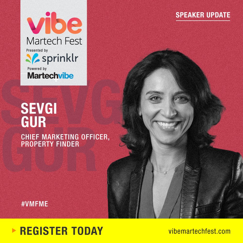 MartechVibe's tweet photo. Sevgi Gur – Chief Marketing Officer | @propertyfinder will be speaking at the Vibe Martech Fest - Middle East 2022. Sevgi will be joining the CX Panel: One Customer, Many Channels
Register now @ https://t.co/FiFMl679yy
#VMFME #cx #marketingtechnology #digital #AI #Data #Dubai https://t.co/mt4Gk1fCCV