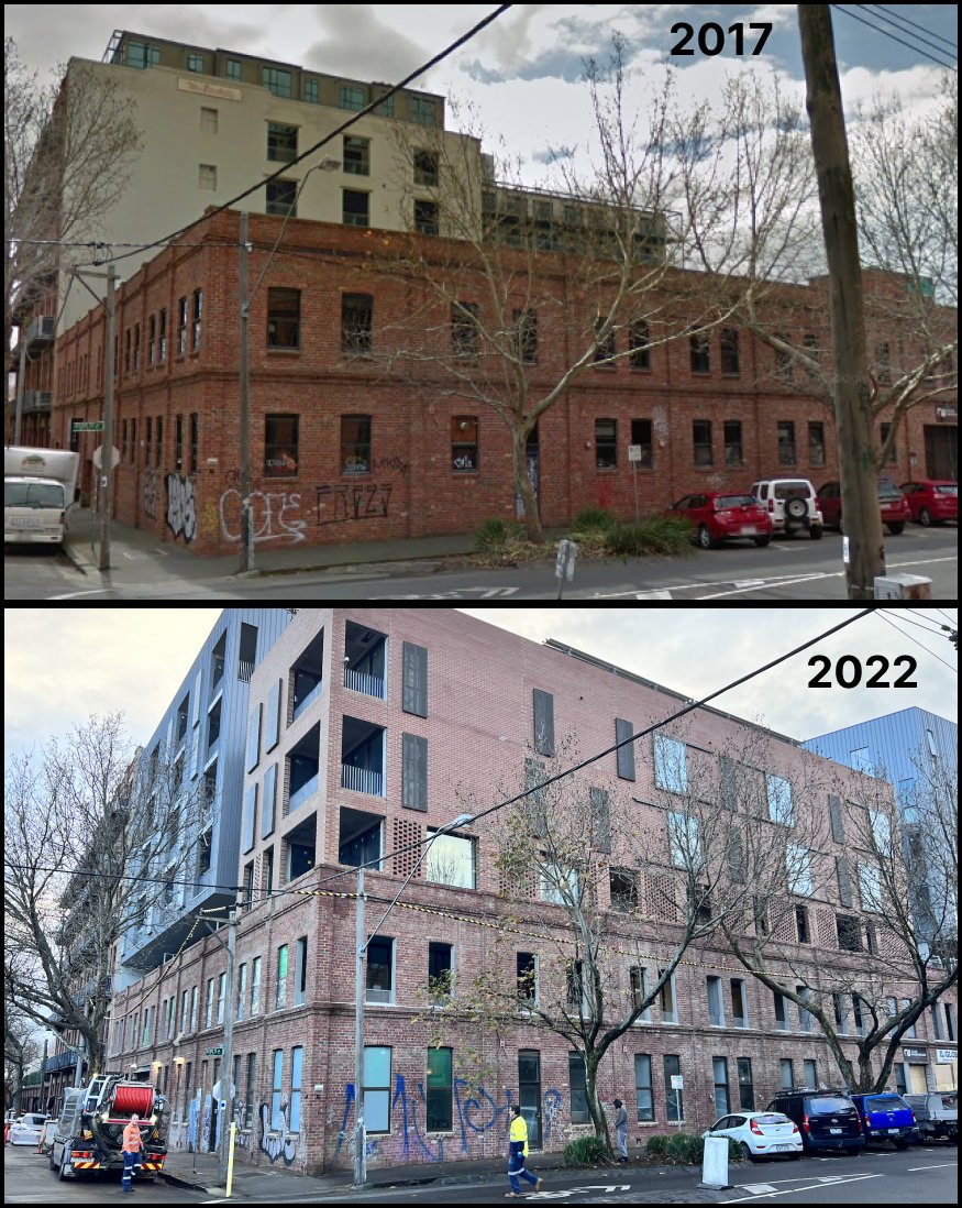 Great 8-storey glowup on the corner of Kerr and Gore St, Fitzroy. Looking forward to all that the ~100 new neighbours will bring to the area. kerstinthompson.com/index.php?id=3…