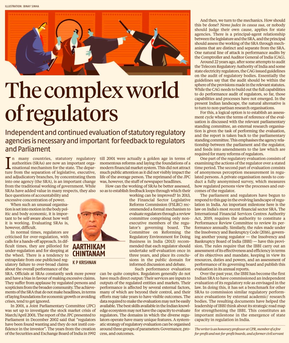 Centre for Policy Research (@cpr_india) on Twitter photo Independent and continued evaluation of statutory regulatory agencies (SRAs) is necessary and important for feedback to regulators and Parliament: KP Krishnan writes, evaluating SRAs, however, is difficult <a href="/bsindia/">Business Standard</a> cprindia.org/wp-content/upl… Independent and continued evaluation of statutory regulatory agencies (SRAs) is necessary and important for feedback to regulators and Parliament: KP Krishnan writes, evaluating SRAs, however, is difficult <a href="/bsindia/">Business Standard</a> cprindia.org/wp-content/upl…