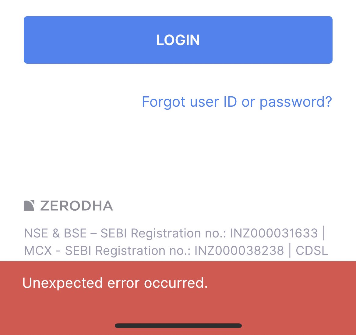 omkar63009726's tweet photo. Pls fix the error @zerodha . Is anyone else facing the same problem? https://t.co/lW7thcsh8N