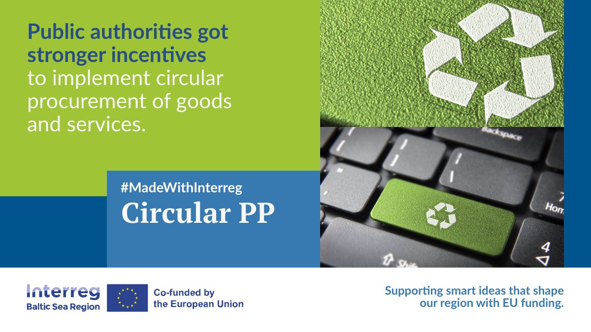 InterregBSR's tweet image. Applying a #CircularEconomy model means being greener for the benefit of both us &amp;amp; our planet. #MadeWithInterreg #CircularPP encouraged higher uptake of circular procurement of goods &amp;amp; services in the #BalticSeaRegion.
▶️interreg-baltic.eu/project/circul…