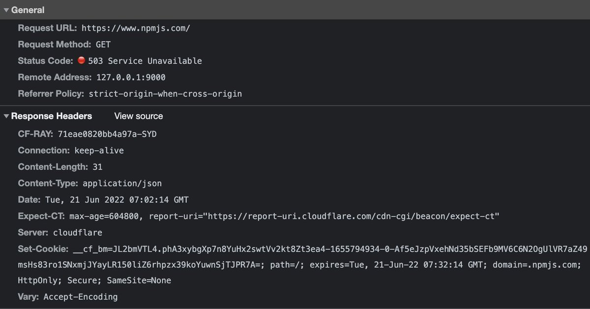 samjarman's tweet image. #npmjs folks... 

cloudflarestatus.com/incidents/xvs5…