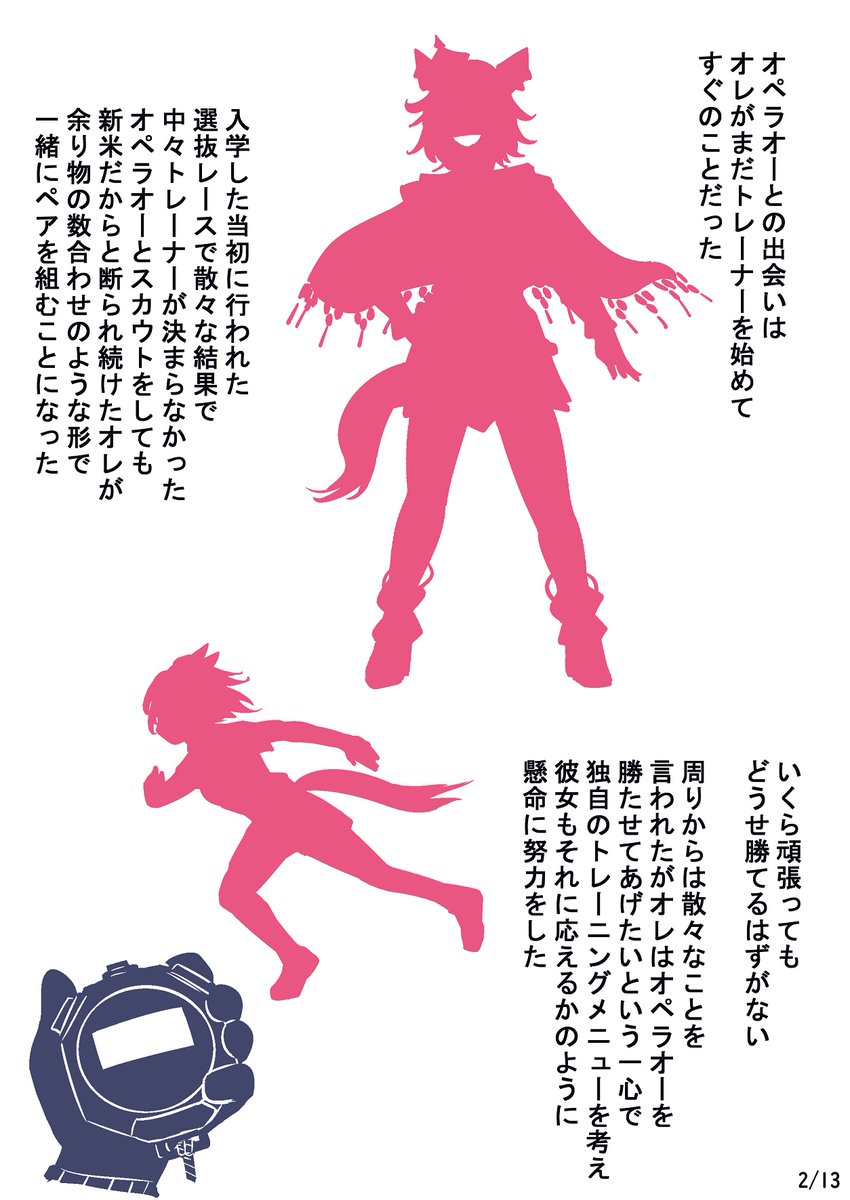 野菜ソムリエのふさ太郎さん@yukimifusa 原案のテイエムオペラオーとトレーナーのお話にイラストを描かせていただきました 1/4 