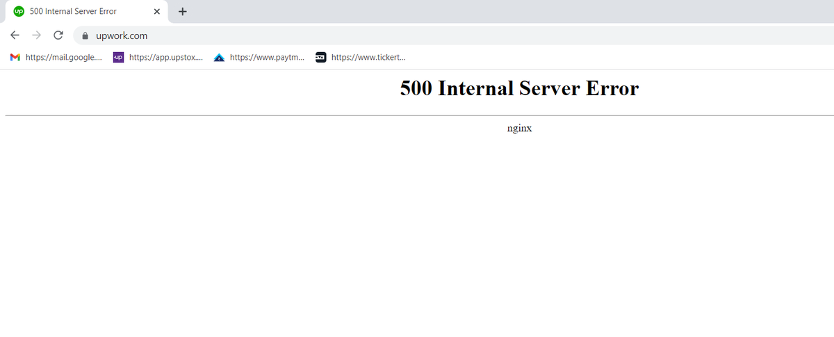 dhirajpurnea's tweet photo. @Upwork 500 Internal Server Error #500InternalServerError https://t.co/cESt5bCNQ9