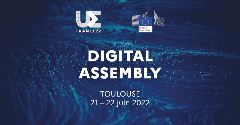 IGNFrance's tweet photo. L’#IGN participe aujourd'hui à la #DigitalAssembly #PFUE2022 à Toulouse. @Sorianotech &amp; @raphaele_heno, pilote #innovation, viennent parler du futur de l'internet #Metavers &amp; présenter les travaux de l’institut en matière de #JumeauNumérique avec le programme #LiDARHD #3D #DA22eu