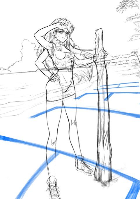 これは結構前に依頼で描いた無人島漂流モノのイラスト 