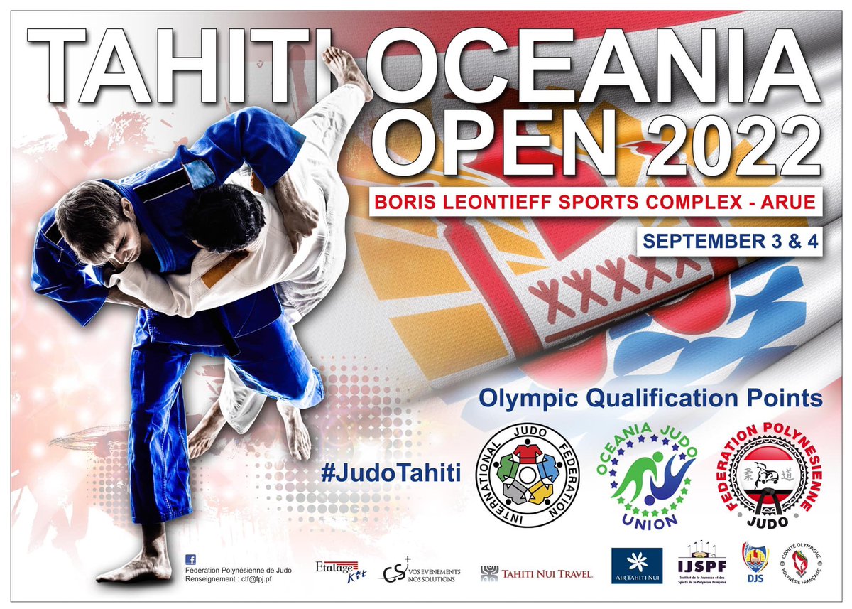 🔜🔜🔜

Open Oceania Tahiti

📆 3 - 4 septembre 2022

📍🇵🇫 Polynésie française TAHITI

#JudoTahiti 

Retrouvez toutes les informations et l'organisation de cet événement sur :

ijf.org/competition/23…