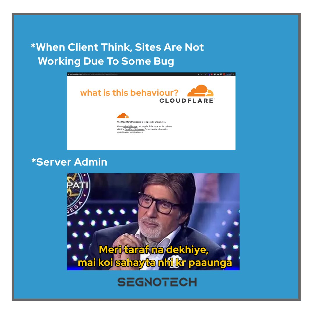 techsegno's tweet photo. What is this behaviour? @Cloudflare @eastdakota 
#cloudflare #cloudflaredown #serveradmin #devops 
#CloudComputing #cdn #dns #matthewprince #resolve https://t.co/Ot3FtzJwCl