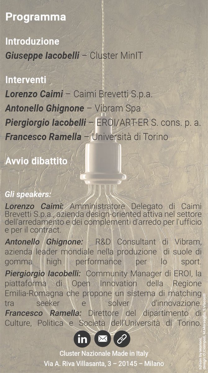 Cosa si intende per innovazione collaborativa? Ci sono esperienze utili di "open innovation" per il made in Italy? Per chi fosse intestato, domani se ne parla qui 👇👇👇👇👇👇👇👇👇👇👇👇