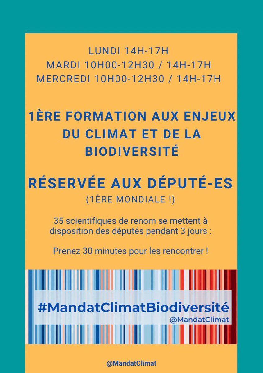 🛑Il semble que beaucoup de nouveaux député-es aient du mal à se motiver pour aller profiter de la formation #climat et #biodiversité offerte par 35 scientifiques de renom, qui les attendent devant l'Assemblée. 
✅Motivez-les et encouragez-les en relayant à fond l'opération 💚😍