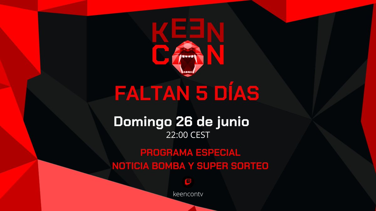 KeenconGaming's tweet photo. Faltan 5 días!!!! Tic tac...💣
📺https://t.co/l8lA07B2NL
#Quake #KeeconTV #QuakeChampions @KeenCon_LATAM https://t.co/ZPSGTlnbSc