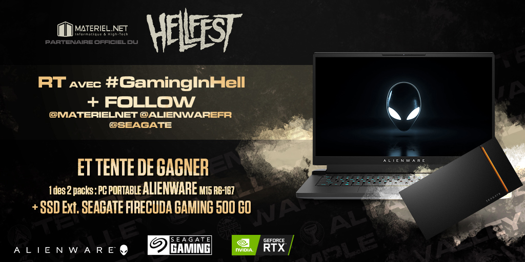 materielnet's tweet image. 🎁 𝐂𝐎𝐍𝐂𝐎𝐔𝐑𝐒 🎁

On fait gagner à 2⃣ d'entre vous 1⃣ pack composé d'1 PC portable Alienware M15 R6-167 💻 et d'un SSD externe Seagate FireCuda gaming 500 Go ◼️

Tentez votre chance ⤵️
🤘 RT avec #GamingInHell
🤘 Follow @materielnet, @AlienwareFR &amp;amp; @Seagate 

🎰 TAS | 30/06