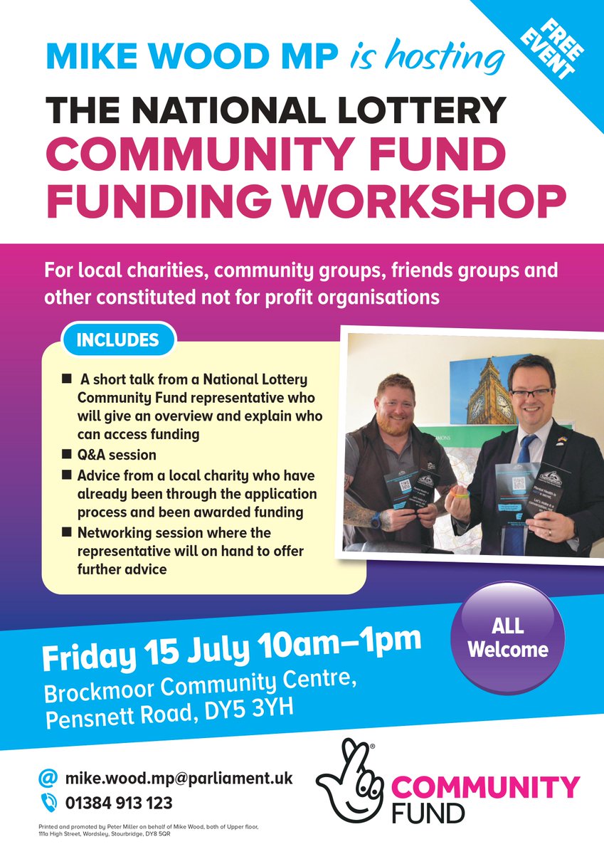 JohnDCVS's tweet photo. If you are a Dudley-based charity or community group, this event hosted by @mikejwood is a great opportunity to find out more about @TNLComFund funding and hear from @toughcare about their journey to being funded. https://t.co/CwiywBbQv0