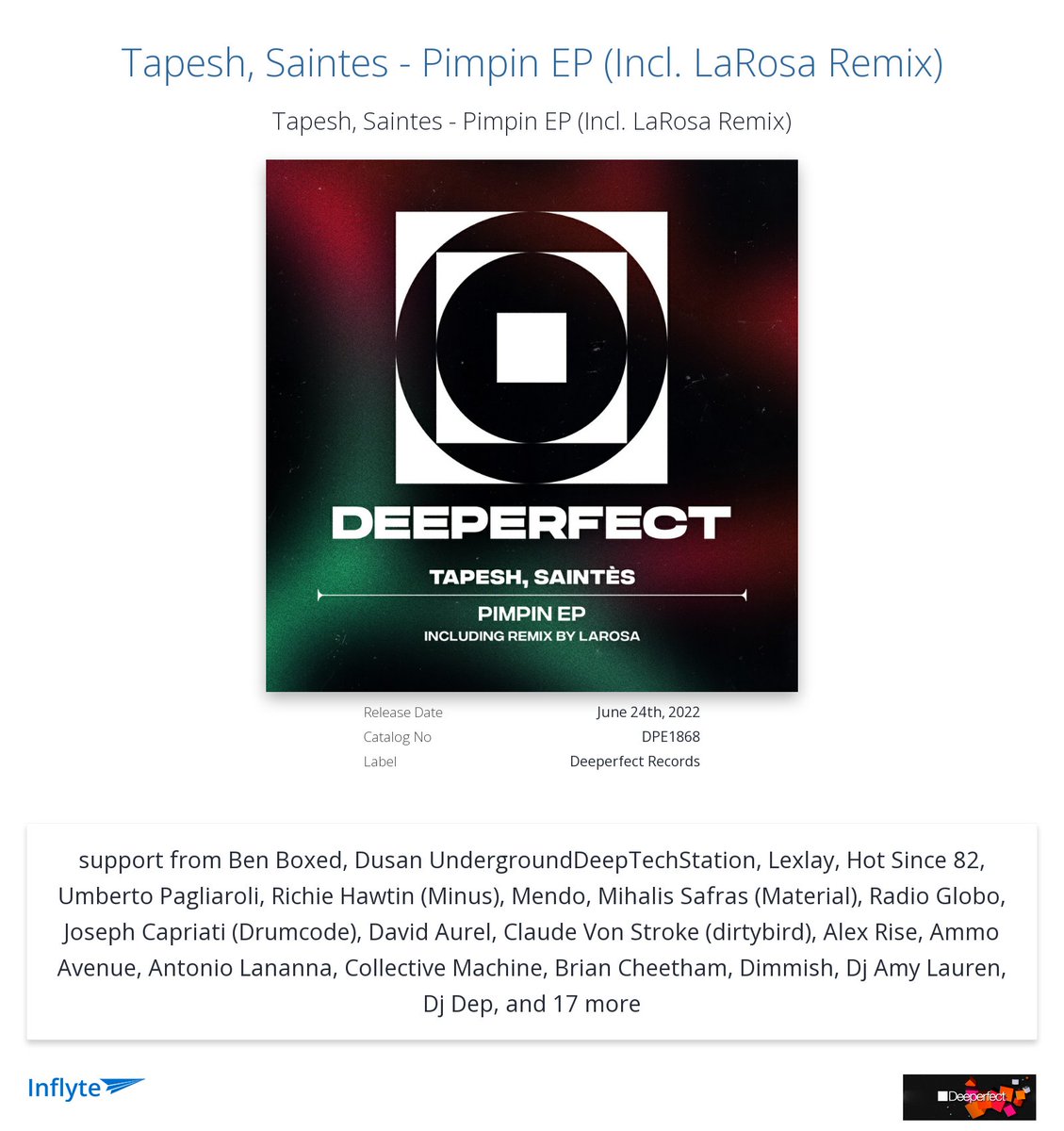 Deeperfect (@deeperfect) on Twitter photo Cheers Mendo for the review "Nice EP!"
inflyteapp.com/r/4yr7ve Cheers Mendo for the review "Nice EP!"
inflyteapp.com/r/4yr7ve