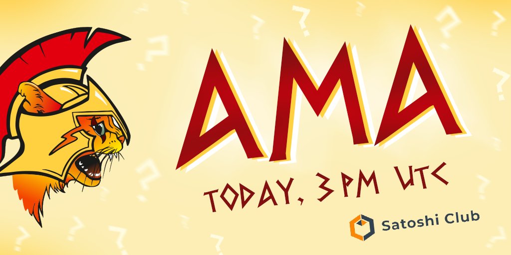 CatsSparta's tweet photo. Meow #AMA on @esatoshiclub is coming 🐈 
TODAY at 3 pm UTC. 

Are u ready, #SpartaCats team? This is your chance to find out about my feline fate first!

Ask MEooww: https://t.co/Q3i9L9ZxWf

#SpartaCats #PURR https://t.co/ol4NUVei7w