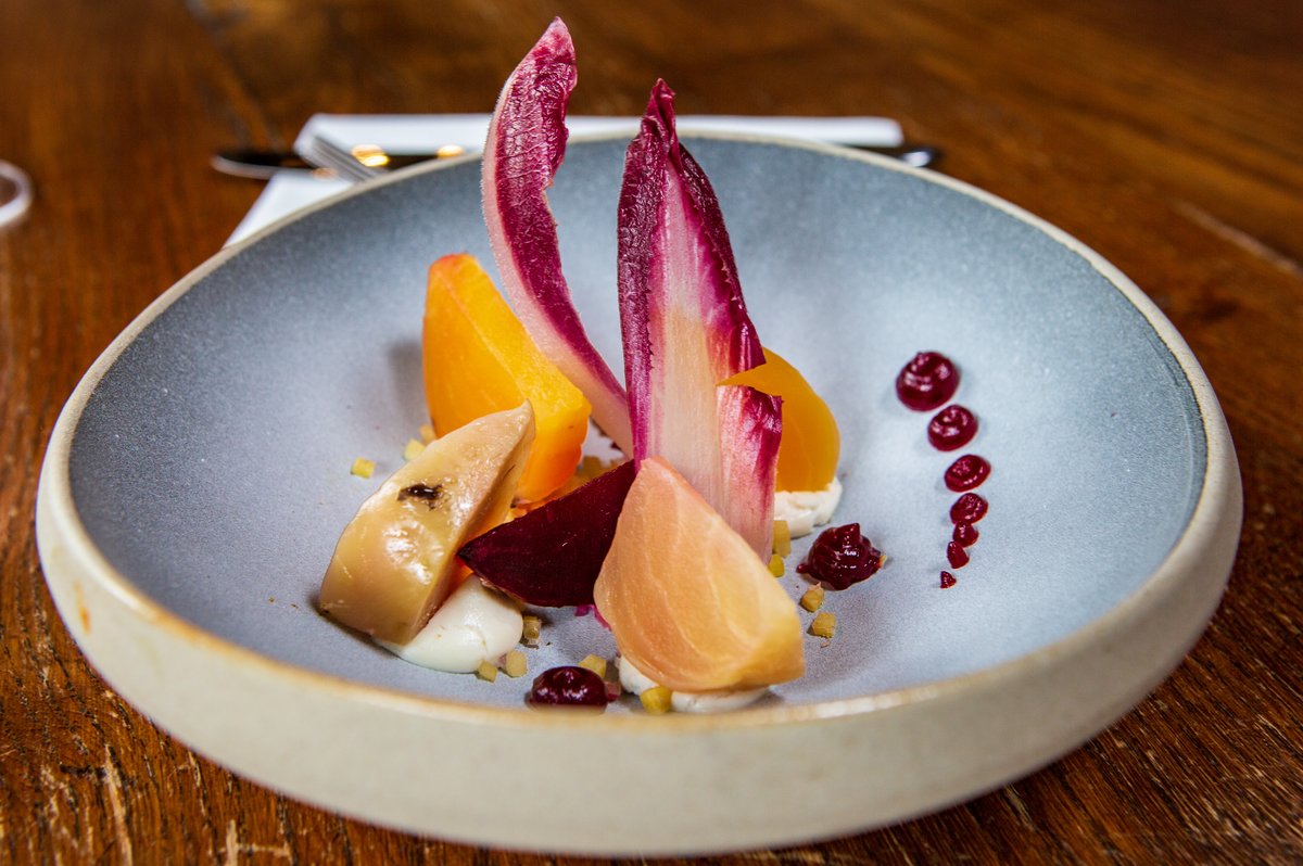 Beetroot, pickled, smoked, with goats cheese.
A beautiful dish available now in both The Gallery and Brasserie 487.
Book your table online today at theswanatlavenham.co.uk/dine