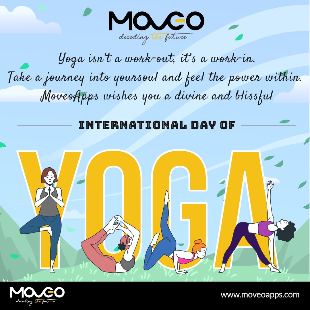MoveoApps's tweet photo. Yoga means Union. Of body and soul, of movement and stillness, of physical and spiritual. MoveoApps wishes all of you a blissful Yoga Day. https://t.co/s9G5gQS3la