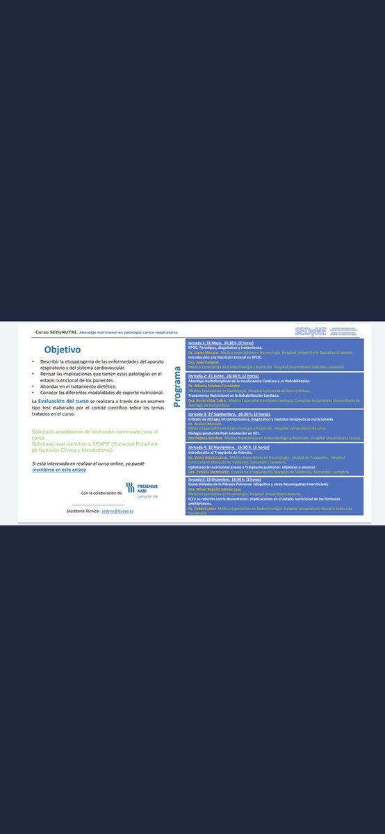 Hoy a las 16,30h segunda jornada sobre insuficiencia cardiaca y tratamiento nutricional en rehabilitación cardiaca. No os lo perdáis!@cova_nata <a href="/FreseniusKabiNC/">Fresenius Kabi España</a>