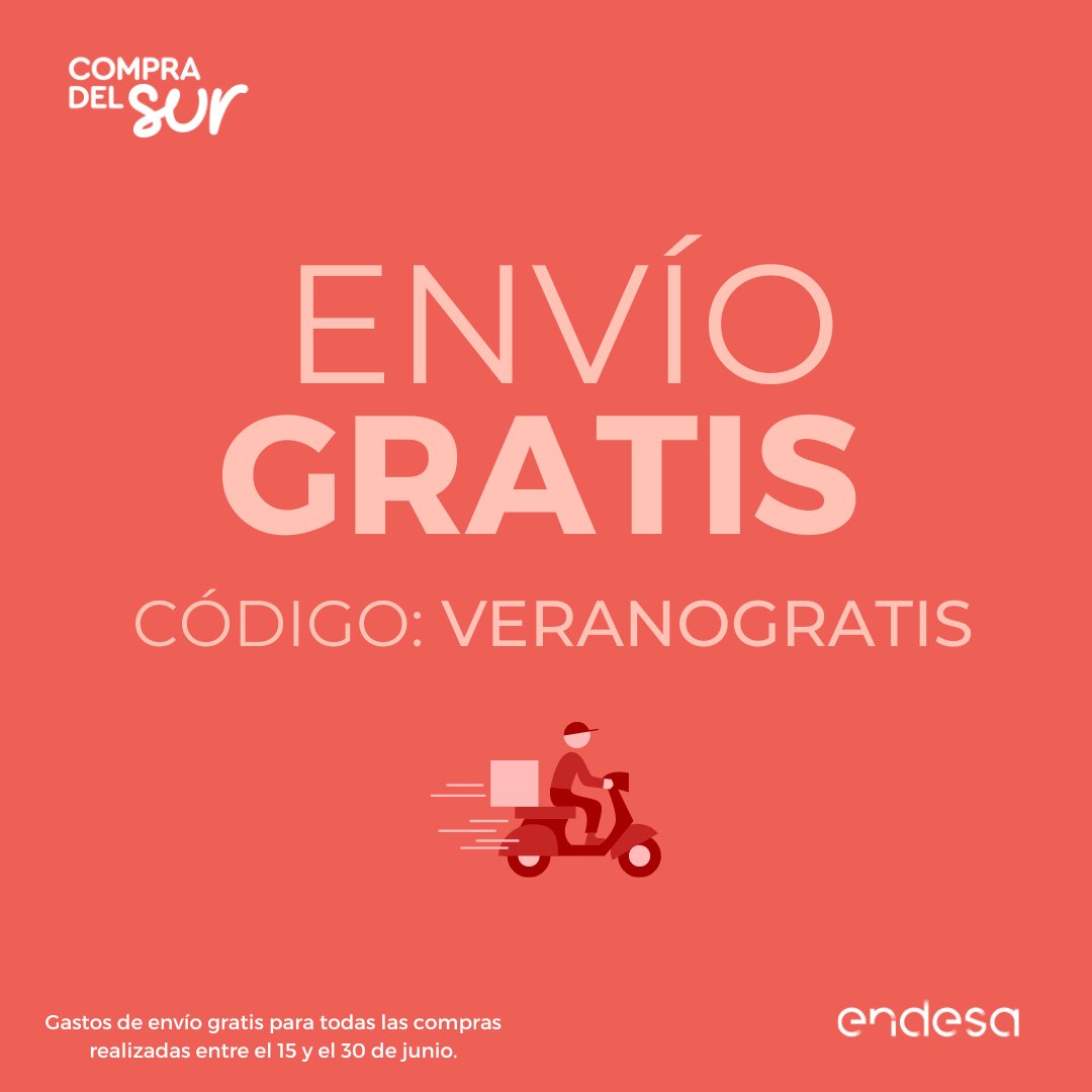 ¿Sabes qué más de la mitad de los compradores deciden sus compras por los gastos de envío?

En Compra del sur te lo ponemos fácil ➡ 𝗘𝗡𝗩𝗜́𝗢 𝗚𝗥𝗔𝗧𝗜𝗦 hasta el 30 de junio.

Usa el código 𝗩𝗘𝗥𝗔𝗡𝗢𝗚𝗥𝗔𝗧𝗜𝗦 en todos tus pedidos 😉 

📲 compradelsur.es