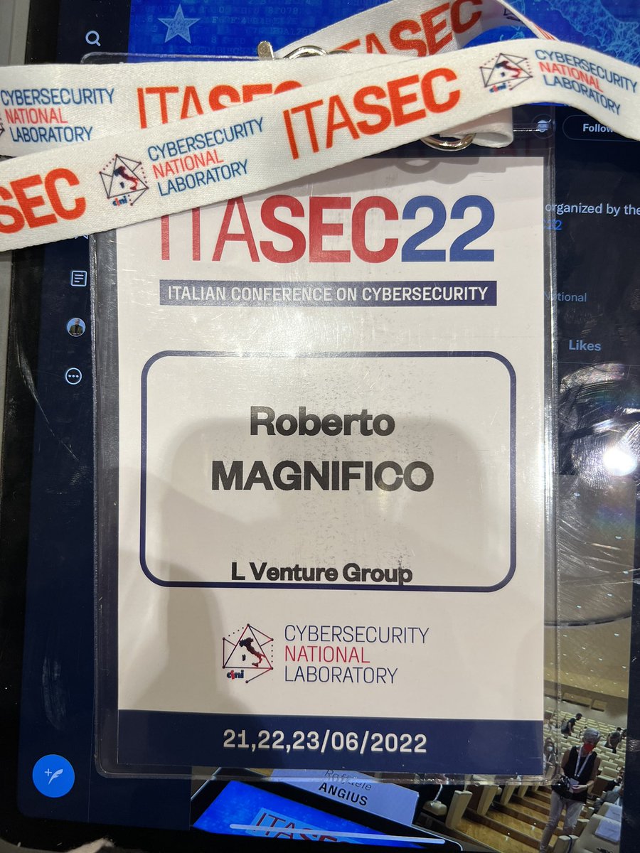 RMagnifico's tweet image. Here at the @ITASEC_Conf in #Rome. If ur #startup is into #CyberSecurity @LVentureGroup is always on the lookout. #ITASEC22 @cybersaiyanIT @LDO_CyberSec #BIF @SicNazionale @LabInfSocieta @seeweblive @MichCortese @ecso_eu #saas #infosec #cloud #innovate