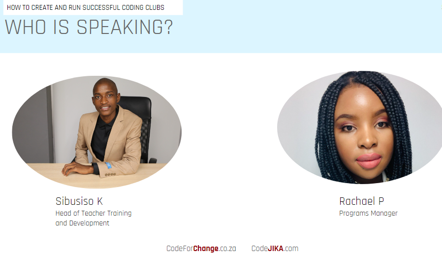 SibusisoKhozaSA's tweet image. Getting ready for that second webinar session:
Webinar Details
Topic: "How to create and run successful coding clubs"
Date: Tuesday, June 21 · 
Time: 15:00 – 16:00 pm Central African Time
#CodinginHighSchools #Code #Coding #codejika