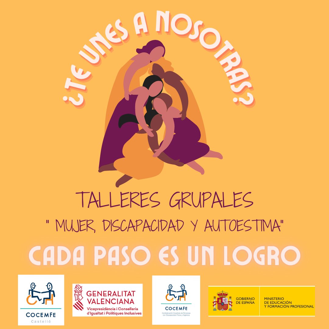 COCEMFE Castelló, trabaja la AUTOESTIMA con Nuestro Grupo de Mujeres, potenciando el desarrollo de una actitud crítica hacia los estereotipos sociales y hacia los roles sociales aprendidos, ayudando a mejorar el autoconcepto, la automotivación y la autorrealización