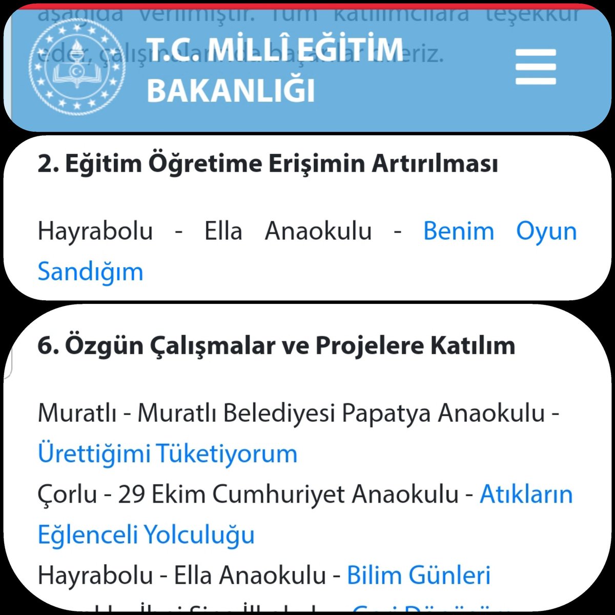 ELLA ANAOKULU (@anaokuluella) on Twitter photo Bakanlığımız koordinesinde yürüttüğümüz #benimoyunsandığımprojesi ve <a href="/Ayse_nuryanar/">Ayse Nur Gül</a> a ait #bilimgünleri çalışmalarımızla il genelinde eğitimde iyi örnekler arasında yer aldık.
Emeği geçen herkese teşekkür ederiz🍀
<a href="/tuncay_morkoc/">Tuncay Morkoç</a> <a href="/ersanulusan/">Ersan Ulusan</a> <a href="/Deniz16Temel/">Deniz Temel</a> <a href="/MALABADI/">🇹🇷</a> @nselinkrt Bakanlığımız koordinesinde yürüttüğümüz #benimoyunsandığımprojesi ve <a href="/Ayse_nuryanar/">Ayse Nur Gül</a> a ait #bilimgünleri çalışmalarımızla il genelinde eğitimde iyi örnekler arasında yer aldık.
Emeği geçen herkese teşekkür ederiz🍀
<a href="/tuncay_morkoc/">Tuncay Morkoç</a> <a href="/ersanulusan/">Ersan Ulusan</a> <a href="/Deniz16Temel/">Deniz Temel</a> <a href="/MALABADI/">🇹🇷</a> @nselinkrt