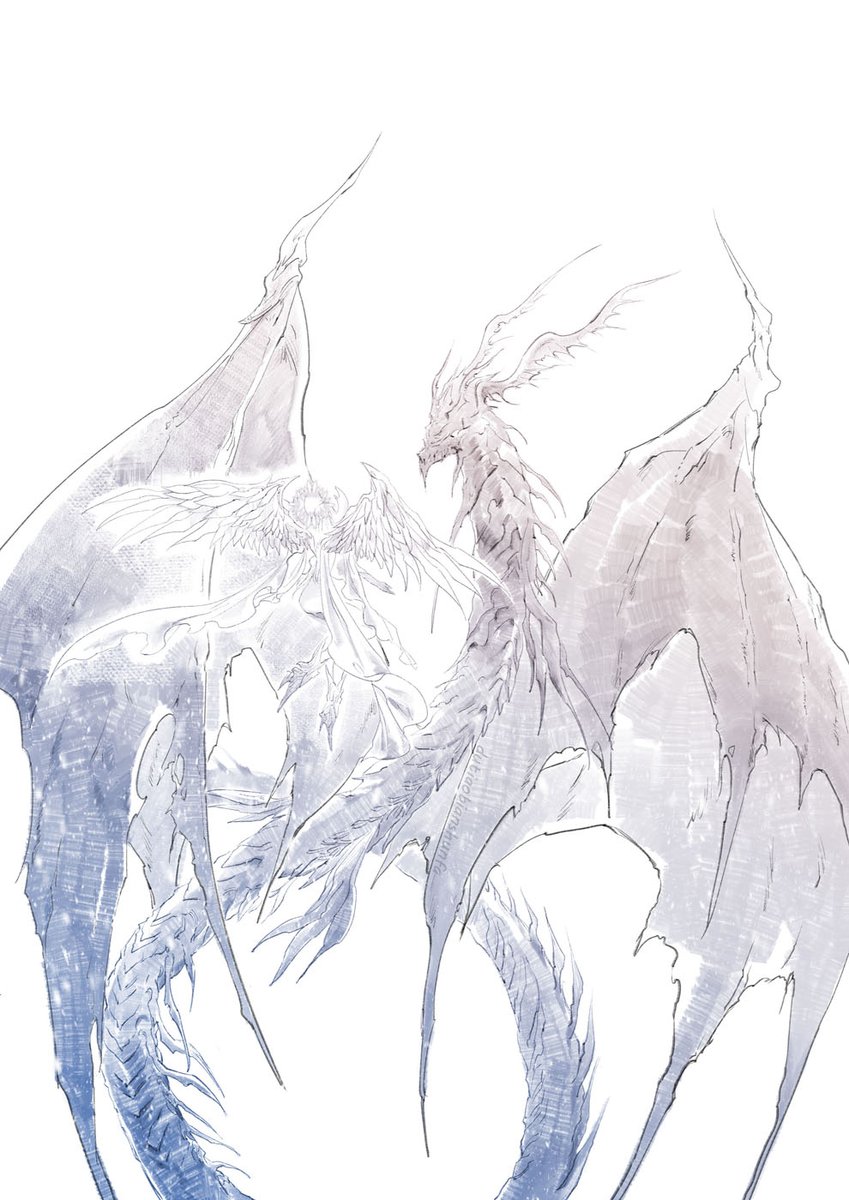 Daongong's tweet photo. #FFXIV #FF14 
Venat &amp; Midgardsormr
I really wanna see a scene of them XD https://t.co/Mmx9jymB0Y