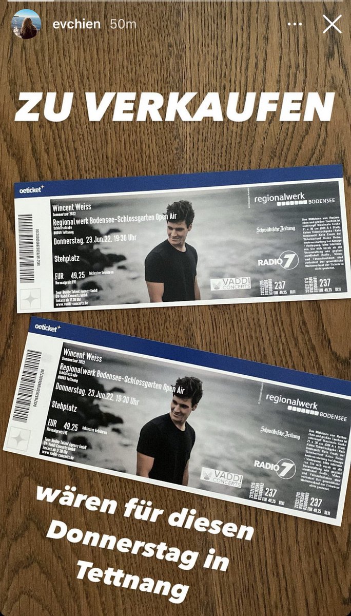 _elif42_'s tweet photo. brauchst du noch Tickets für dein Konzert in Tettnang? 😅 meine Kollegin &amp; ich können leider aus coronabedingten &amp; gesundheitlichen Gründen doch nicht kommen 🥺💔 hoffentlich bis bald  @Wincent_Weiss https://t.co/6MOUYQyUMT
