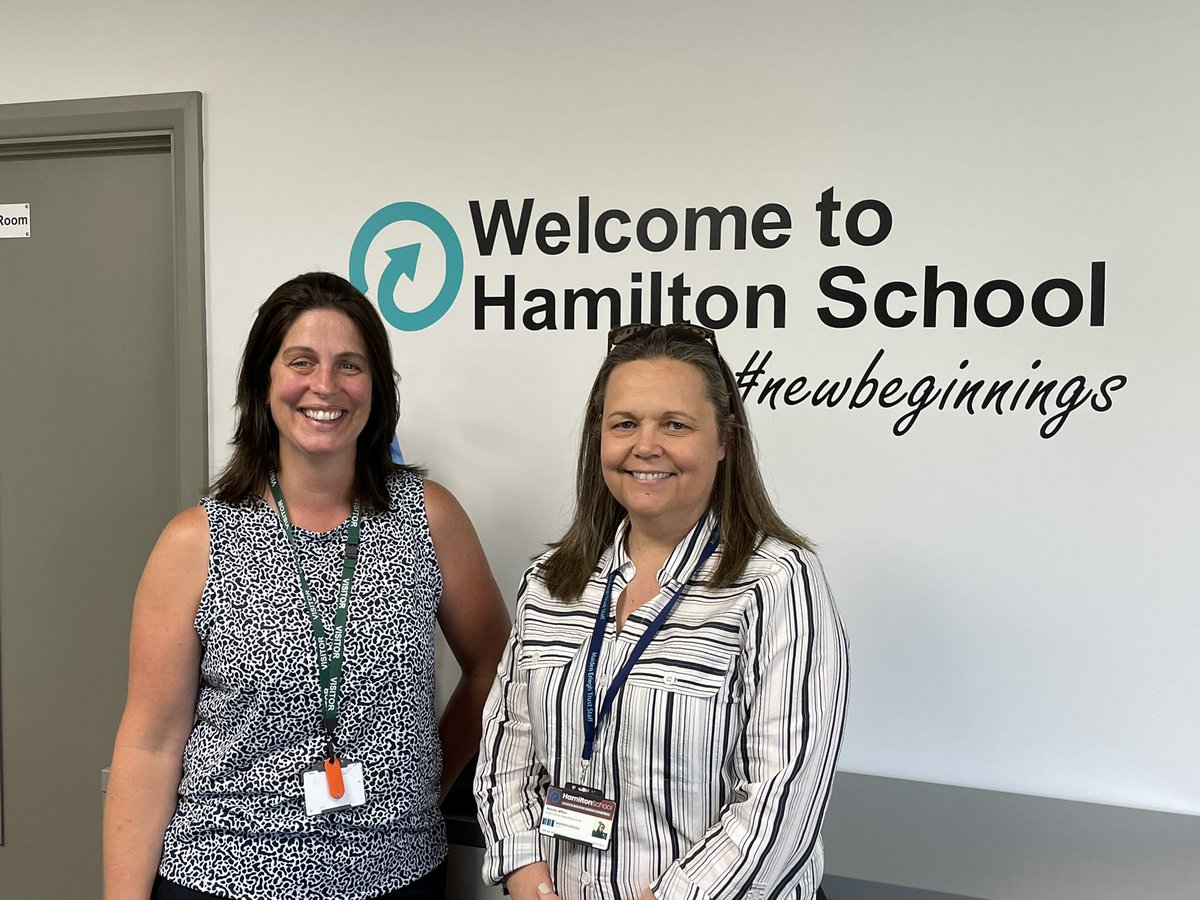 HamiltonSchool4's tweet photo. Executive Headteacher @mandywilton welcomes our soon new to be Head of School @SarahConcanno18 for a days visit. #newbeginnings #bringonseptember https://t.co/7Unp53B4Th