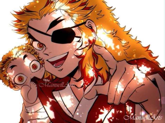 COMMS OPEN .ᐟ⋰🌈✨ ⤑ 𝘉𝘭𝘶𝘮𝘦. 🌺さんがTwitterに投稿した煉獄杏寿郎(鬼滅の刃)のイラスト。