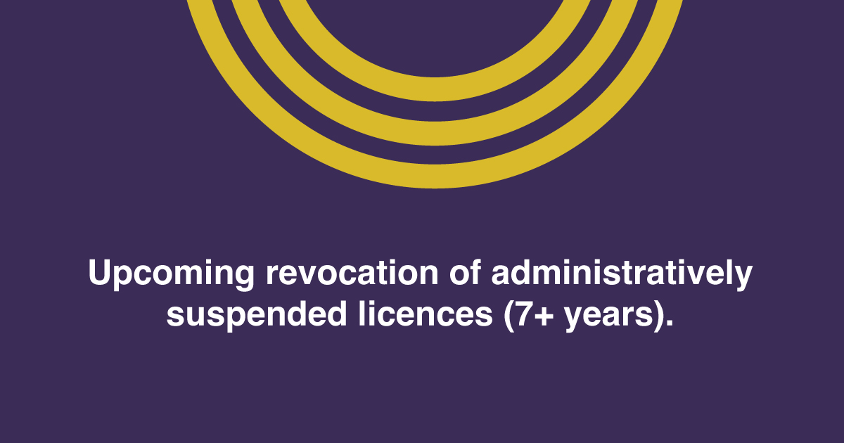 In late 2022, the LSO will revoke the licence of those who have been administratively suspended for more than seven years. If you fall into this category, please act to resolve your suspension immediately. Contact us at lawsociety@lso.ca