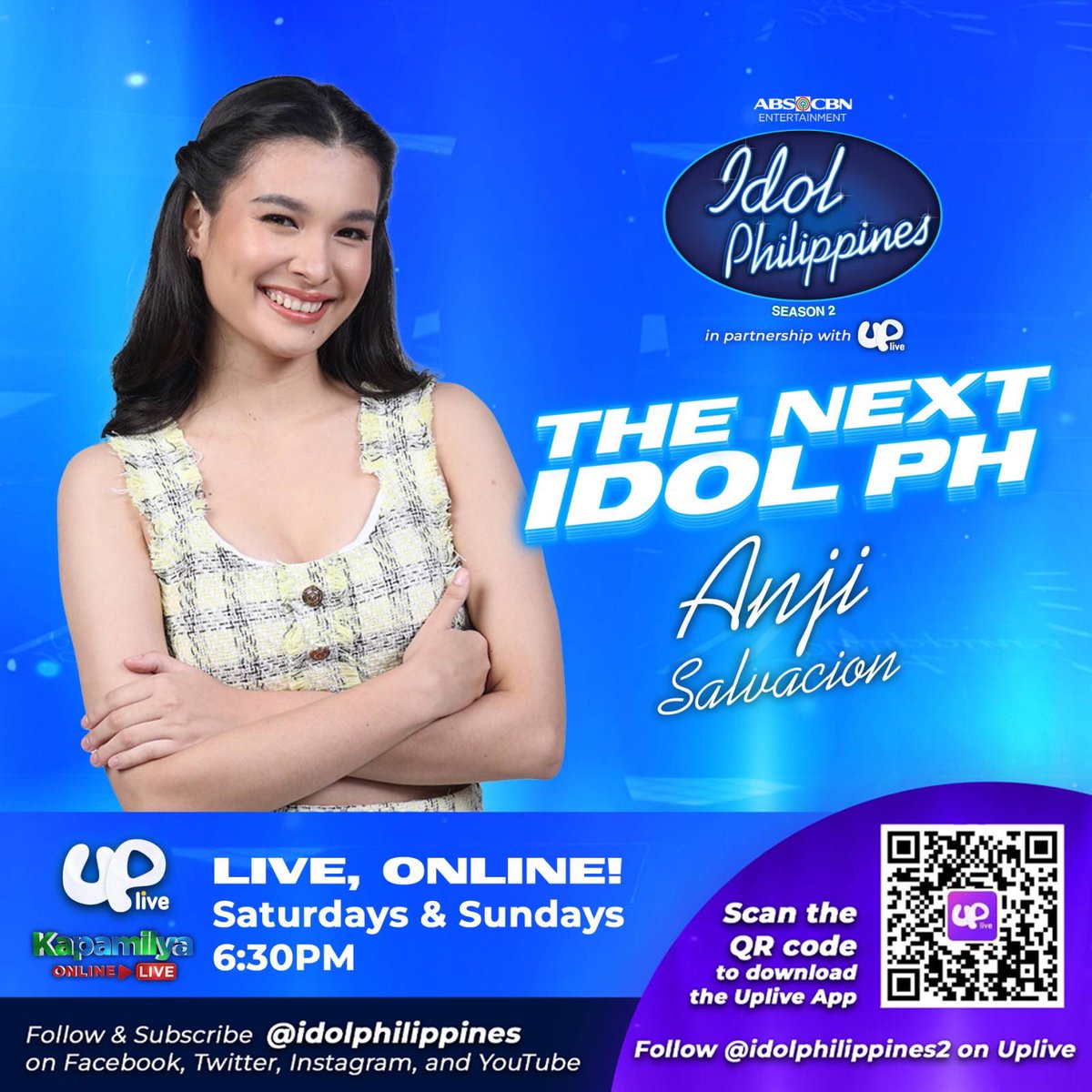starmagicphils's tweet photo. Level UP your weekend online fun with your favorite Ka-Idolkada — ANJI SALVACION on "The Next Idol PH"! 💙🤍🎙

Watch us LIVE on Uplive (idolphilippines2) &amp; Kapamilya Online Live, Saturdays &amp; Sundays, 6:30PM.

🔗 https://t.co/oP9ZtgTqGv