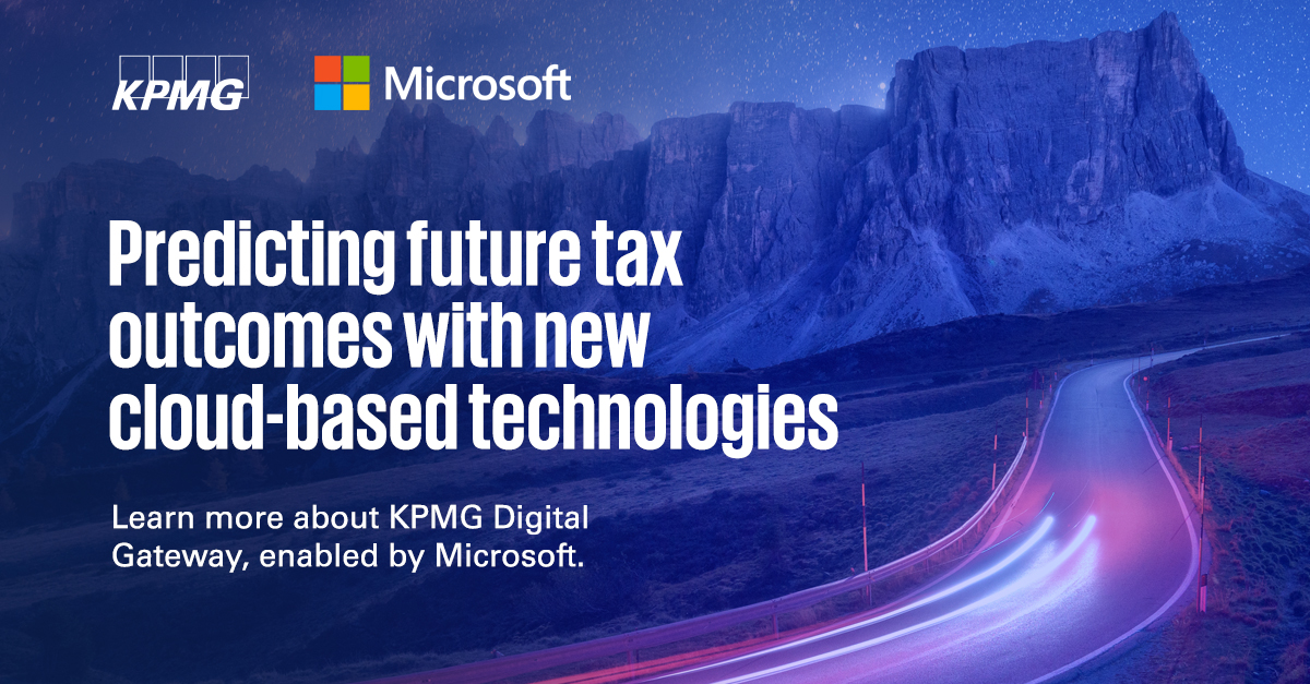KPMG's tweet photo. KPMG is proud to announce significant joint investments with @Microsoft in advanced cloud-based tax technologies designed to help companies transform amid continued market disruption. Read more: https://t.co/sncwPxxYIv
@msPartner #TaxTechnology #TaxReimagined https://t.co/z31AX9RrVy