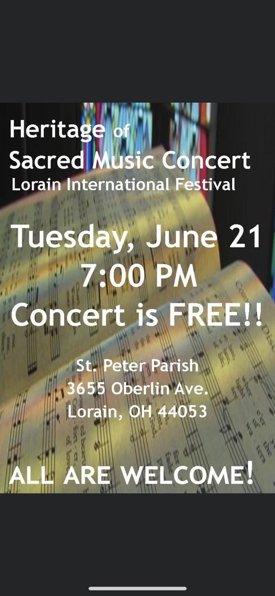 Join us tonight for our Heritage of Sacred Music event at St. Peter’s Church in Lorain. FREE admission!