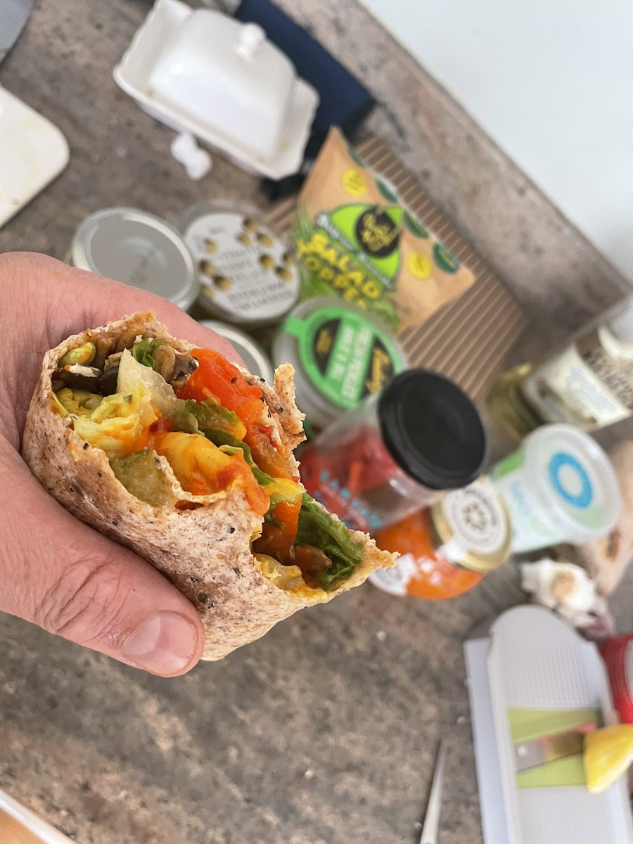 joemuggs's tweet photo. Basically this lot plus lettuce = the best, and “meatiest” one I’ve done yet. The anchovies are cheating, anyone got a suggestion for something that could take their place in the mix? MARMITE maybe?? #wrapgame https://t.co/Fq10ov4D2E