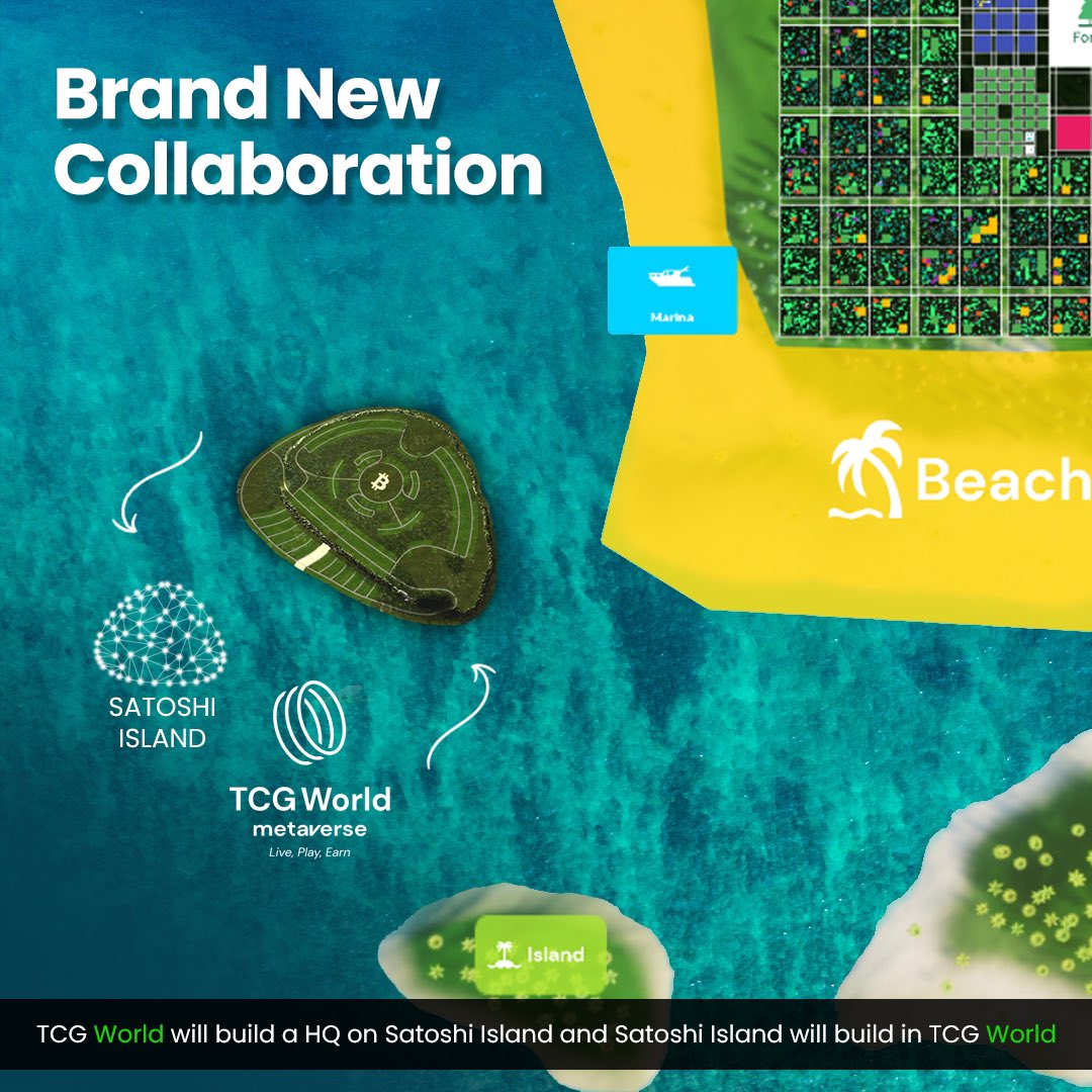 TCG World (@officialtcgcoin) on Twitter photo We're excited to announce that we are diving into a brand new collaboration with <a href="/satoshiisland/">Satoshi Island</a>!🏝🎉
The physical and virtual world collide as we join their island to build #TCGWorld headquarters and welcome them into the TCG #Metaverse!🤝
☀️Read more: bit.ly/3N3qSLb We're excited to announce that we are diving into a brand new collaboration with <a href="/satoshiisland/">Satoshi Island</a>!🏝🎉
The physical and virtual world collide as we join their island to build #TCGWorld headquarters and welcome them into the TCG #Metaverse!🤝
☀️Read more: bit.ly/3N3qSLb