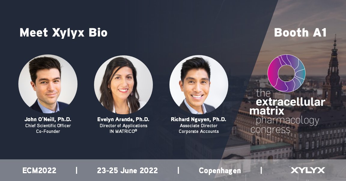 Meet John O'Neill, Evelyn Aranda, and Richard Nguyen in Copenhagen this week at #ECM2022! Visit Booth A1 or contact us at info@xylyxbio.com to schedule a meeting!
#extracellularmatrix #fibrosis #preclinical #diseasemodels