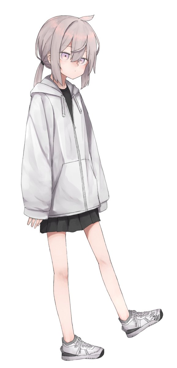 m200 (girls' frontline) 1girl solo skirt hood shoes jacket white background  illustration images
