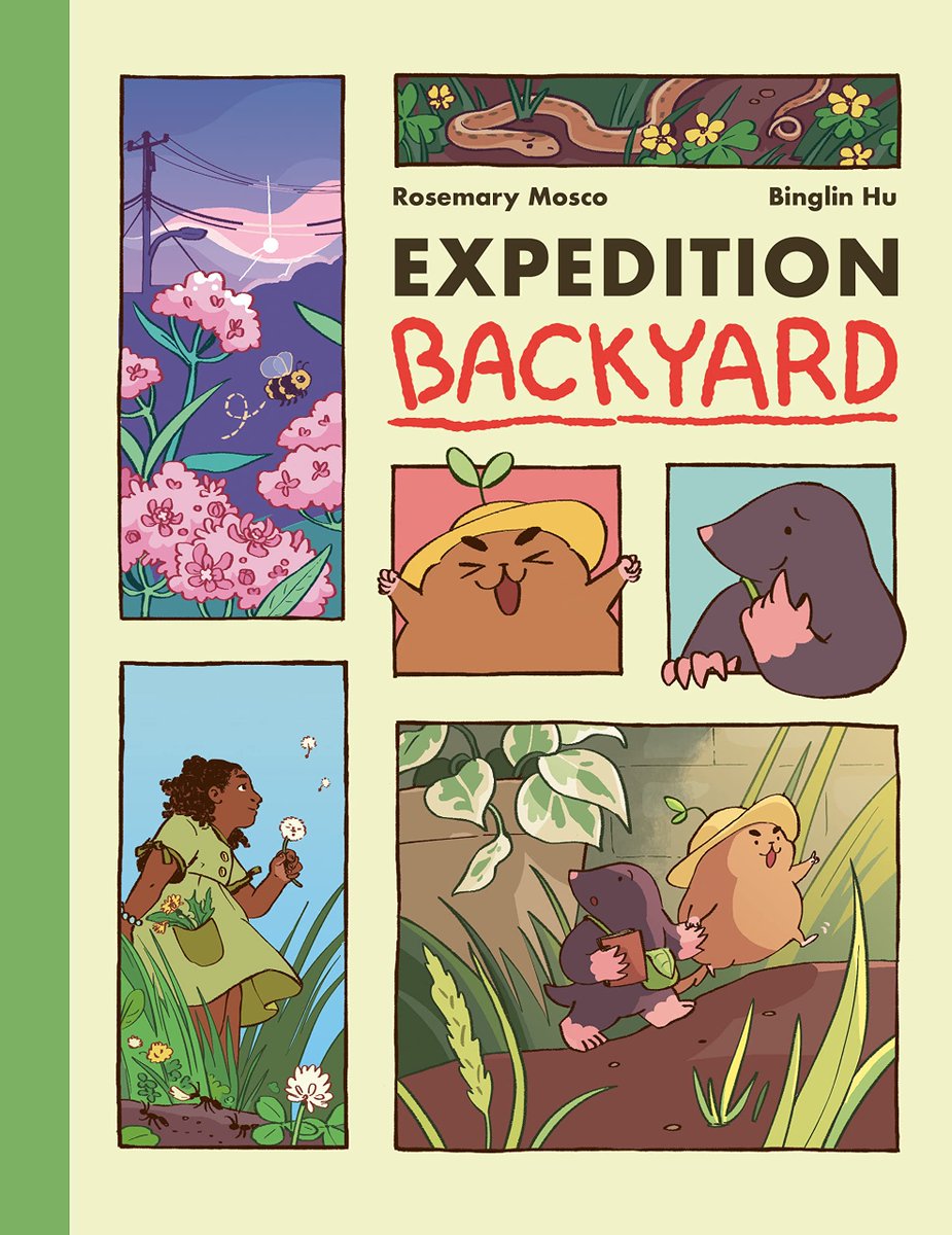New book out today: Expedition Backyard, a graphic novel with science and friendship. It's about discovering the nature in your backyard for ages 4-8. Words by me, art by @binglinhu, color design by @ashantifortson, out through <a href="/RHKidsGraphic/">Random House Graphic</a>. penguinrandomhouse.com/books/621132/e…