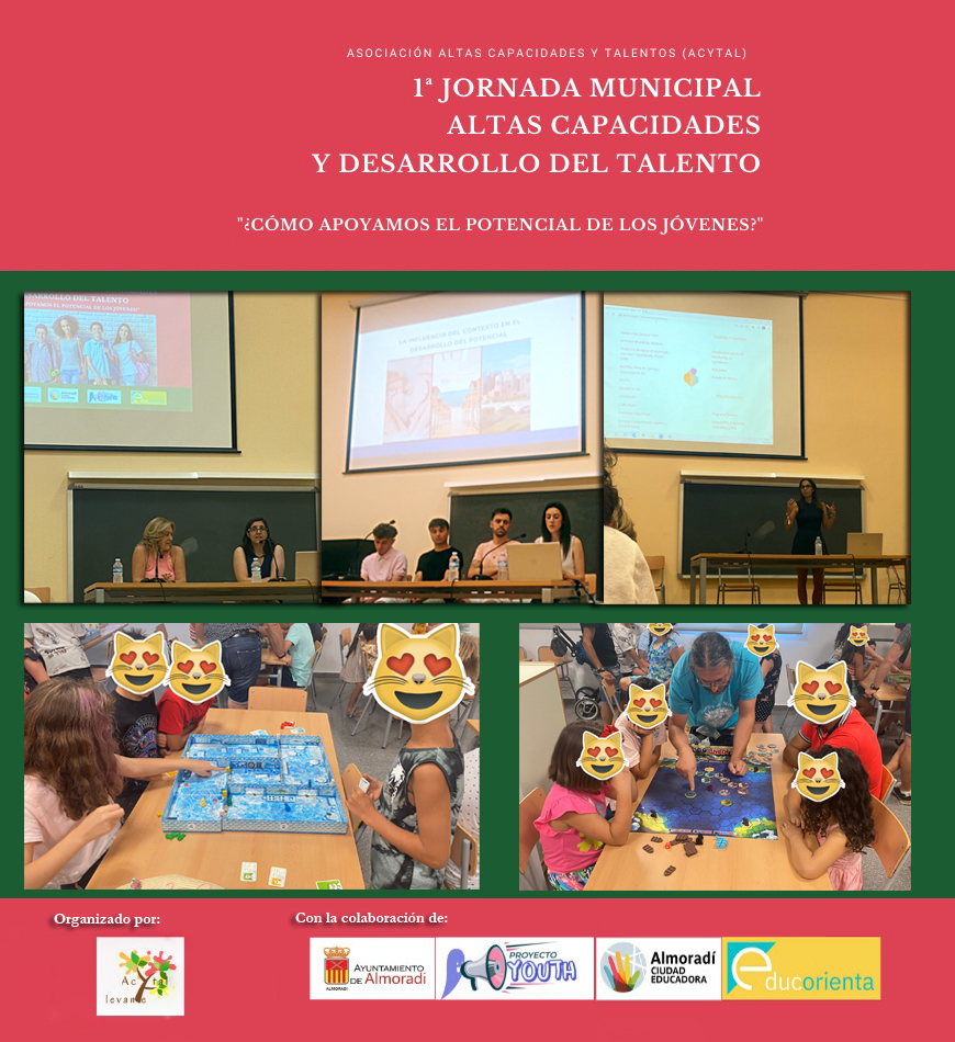 Queremos agradecer a los ponentes, al <a href="/AytoAlmoradi/">Ayto. de Almoradí</a>,  Educorienta y Manuel Larrosa Marcos, miembro de la AJMO (Asociación de Juegos de Mesa de Orihuela) su colaboración en esta jornada.  #AACC, #gifted, #innovacioneducativa