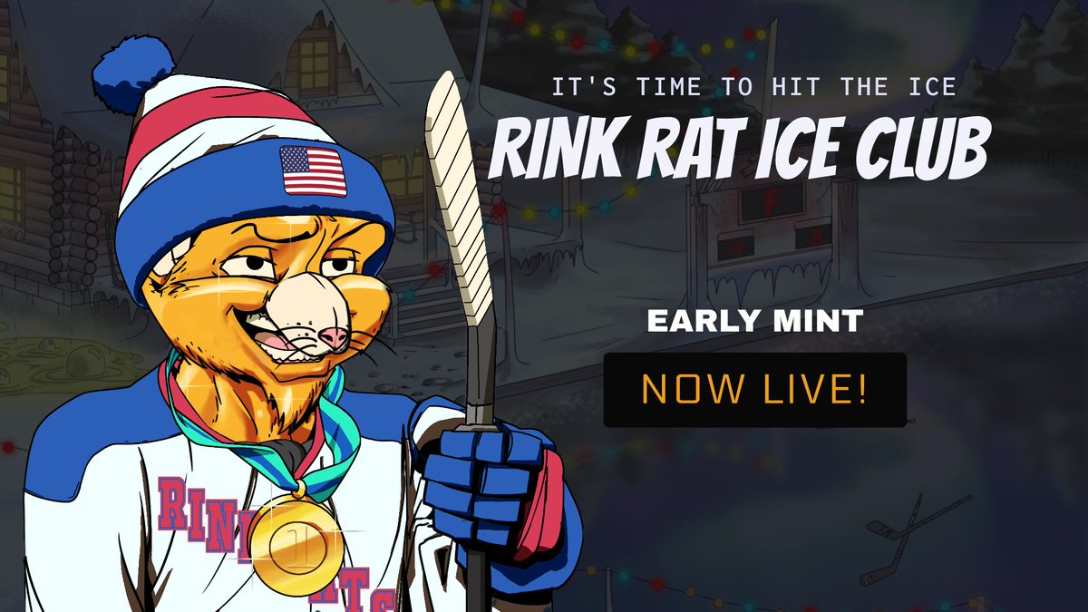 Our WL member mint is now live! Only at 👇 rinkraticeclub.com Our collection can be found here👇 opensea.io/collection/rin… Public Sale is in 48 hours on June 23rd at 9:30 AM EST.