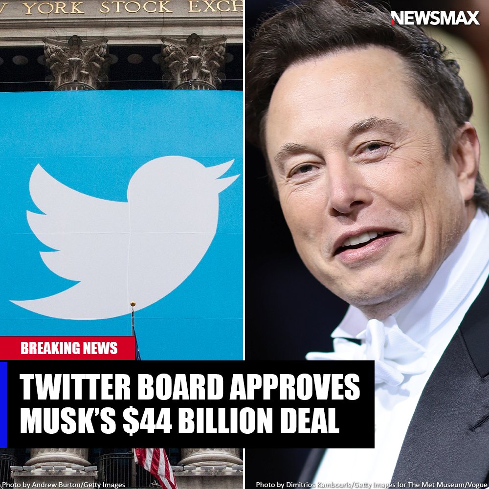 BREAKING: Elon Musk's purchase of Twitter has been unanimously approved by the Twitter board, a regulatory filing Tuesday shows. Shareholders still must vote on the proposed $44 billion deal. bit.ly/39EJX8P