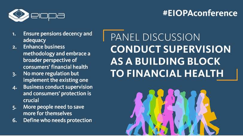 🤔How to improve the financial health of #consumers?

Insurance and pensions both play a vital role in a person's financial health. #Insurance protects against expected and unexpected events; and pensions provide an adequate income in later life.

#EIOPAconference 👇