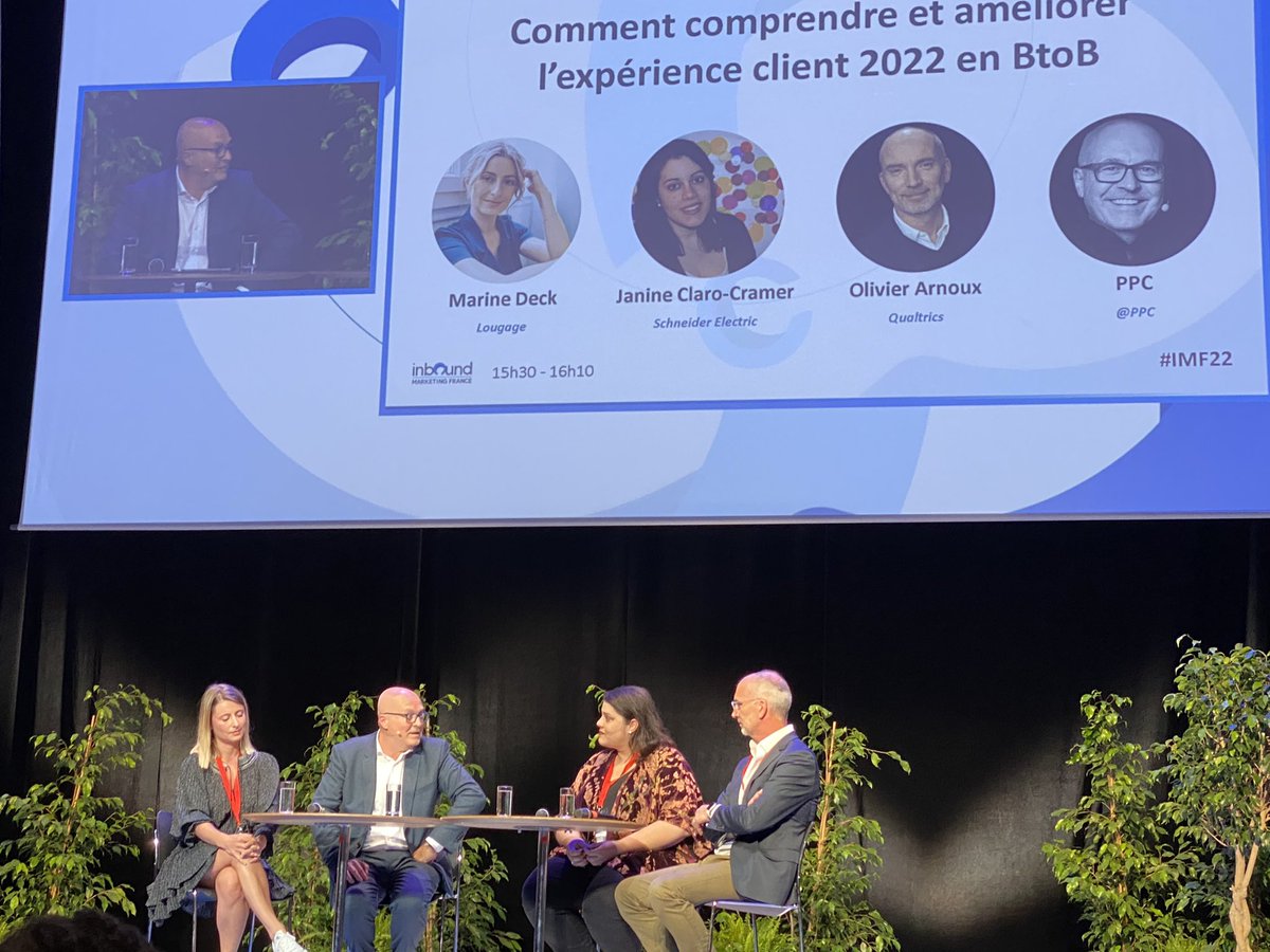 On parle enfin de l’importance majeure de l’expérience client en BtoB sous la direction de <a href="/ppc/">PPC</a>

#IMF22 
avec #Janine de #Schneider 
#olivier de <a href="/Qualtrics/">Qualtrics</a> 
Et
<a href="/DeckMarine/">Marine Deck</a> de <a href="/LougageP/">lougage_paris</a>