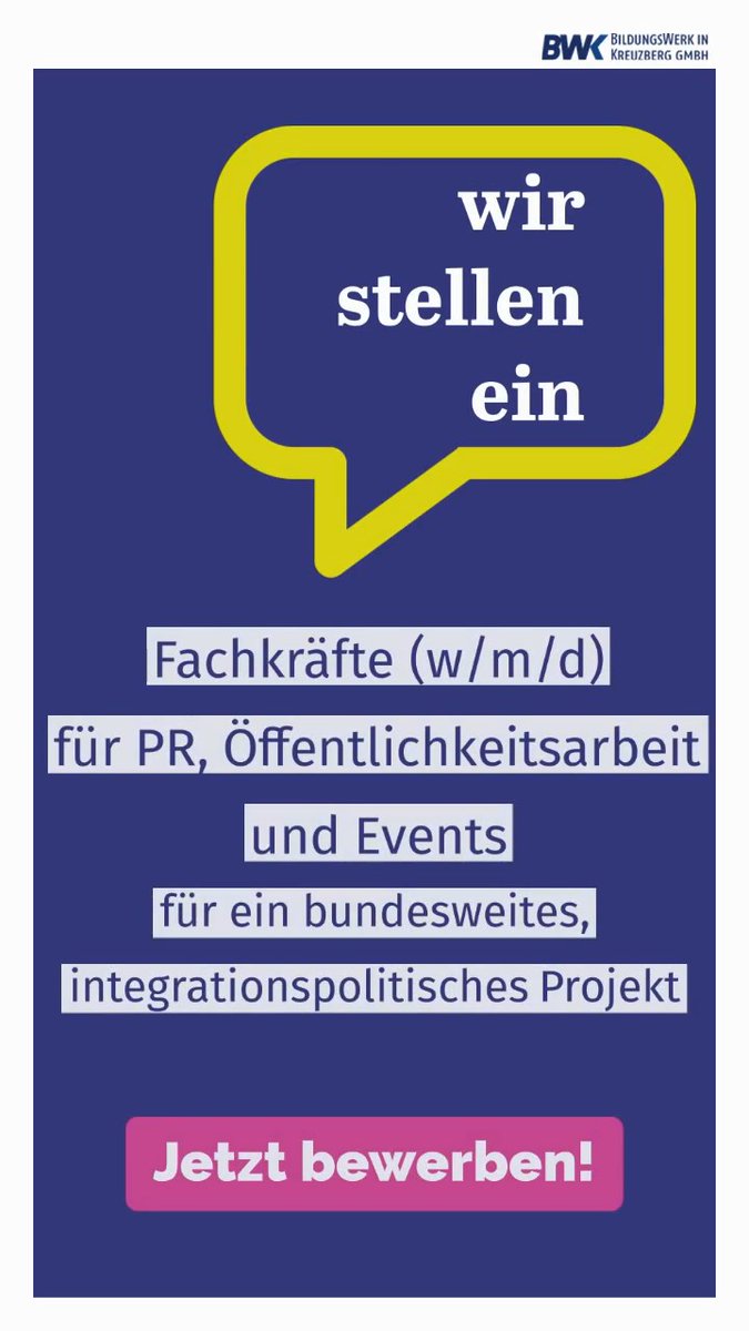 Wir freuen uns auf Ihre Bewerbung! 

Weitere Infos: bwk-berlin.de/das-bwk/jobs-k…