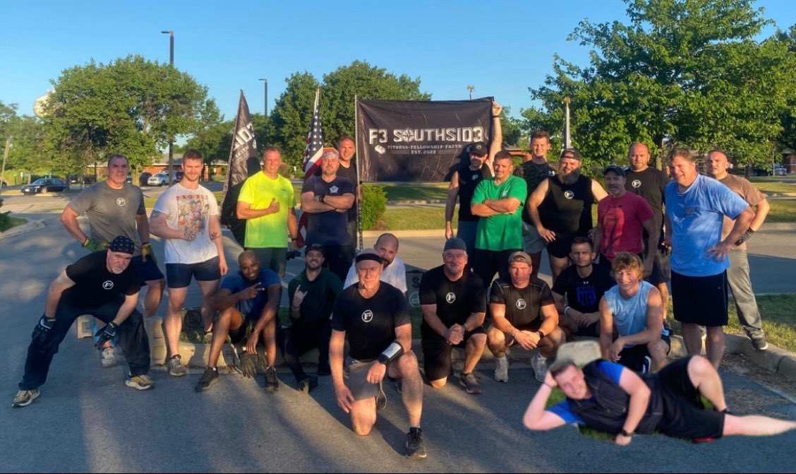F3Southsid3's tweet photo. Great day at #theStation for a VQ!  #Gump had the PAX running across the AO!    #StrongerTogether #F3 #Sputhsid3 https://t.co/r6FLyVUtQv