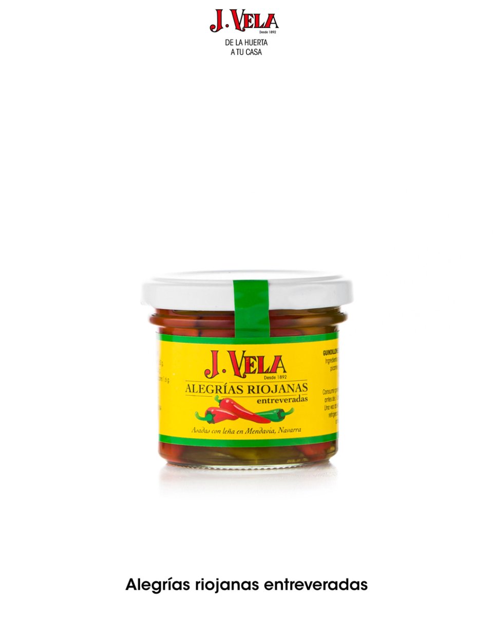 El pimiento entreverado tiene algo especial, su sabor es diferente y por eso embotamos estas deliciosas alegrías riojanas entreveradas asadas en horno de leña. Al natural y en aceite de oliva. 🌶️
¡Tienes que probarlas!

#alegrias #JVela #AlegríasRiojanas #IdeasJVela